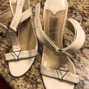 White, strappy, heeled, sandal